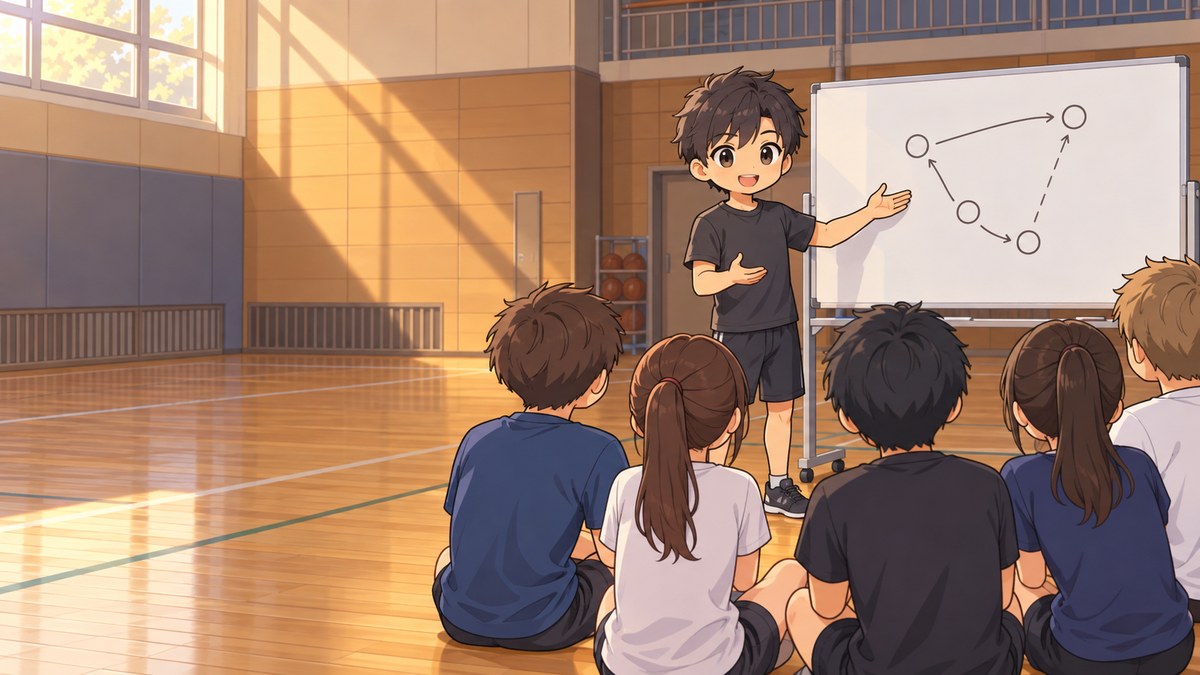 部員一人ひとりに合わせた練習メニューを説明する主将