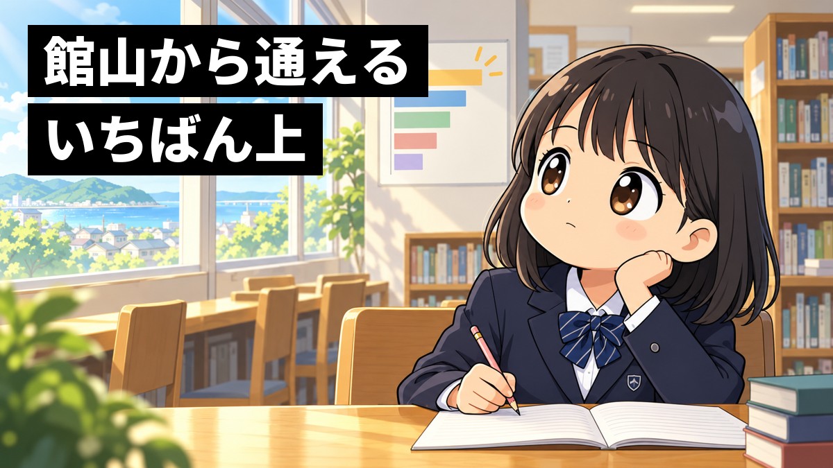 町の図書館の学習席で、中学3年生の女子が壁に貼られた高校の一覧を見上げ、いちばん上の段に目を輝かせている。「館山から通えるいちばん上」の文字