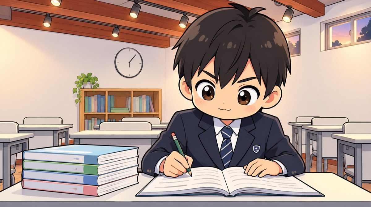 中学生の成長事例 塾で勉強をするだけで勉強量が増えて学年上位1割へ