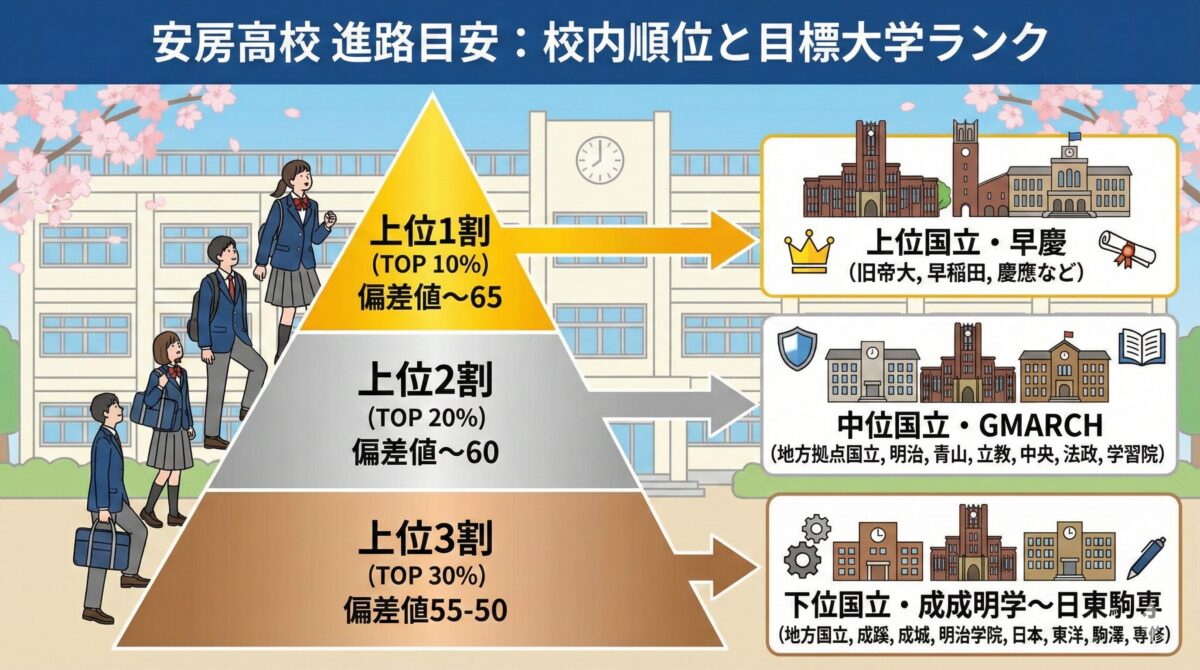 安房校内での成績と行ける大学ランクの目安