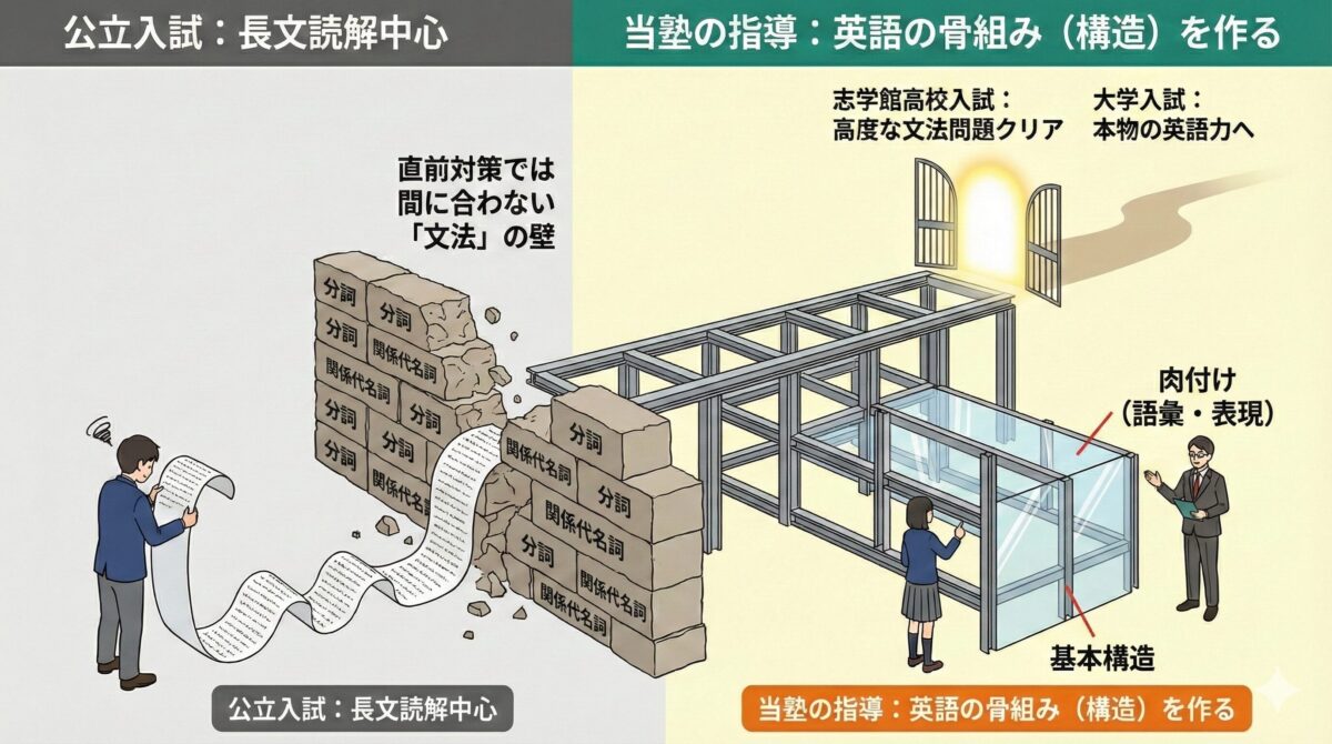 直前対策では間に合わない志学館高校文法の壁も当塾なら突破できる